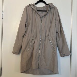 Athleta tan/khaki trench coat - full zip with hood!